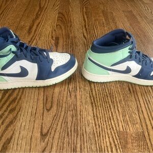 Nike Air Jordans Navy and Mint High-Top Sneakers